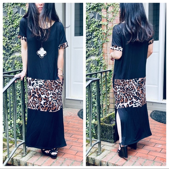 Color block loose fit side pockets maxi dress - Picture 3 of 9